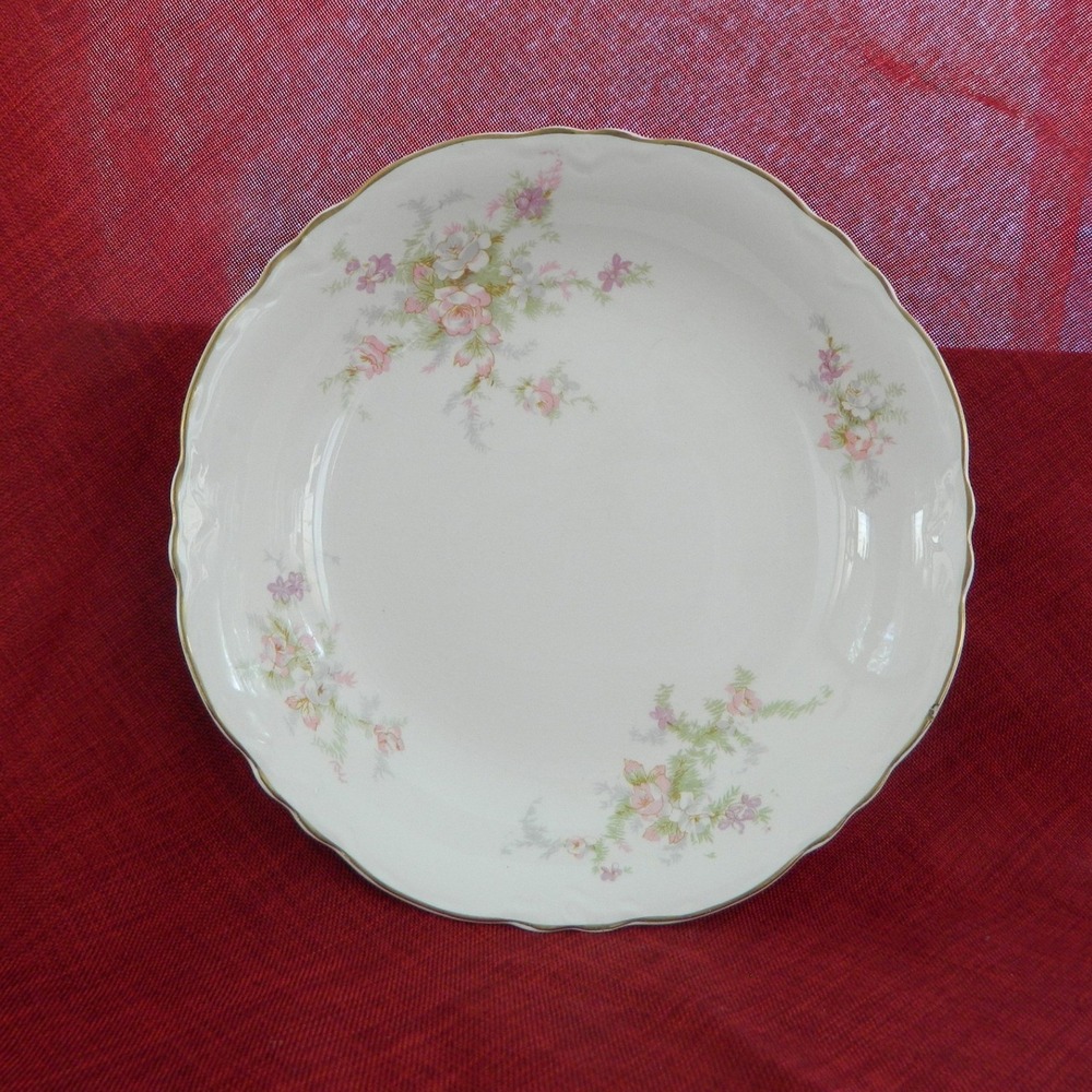 Homer Laughlin Jean Coupe Soup Bowl 8.25" White Floral Gilded Rim 1941 USA